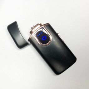USB+ Газова запальничка з індикатором заряду, дві блискавки. HI-851 Колір чорний