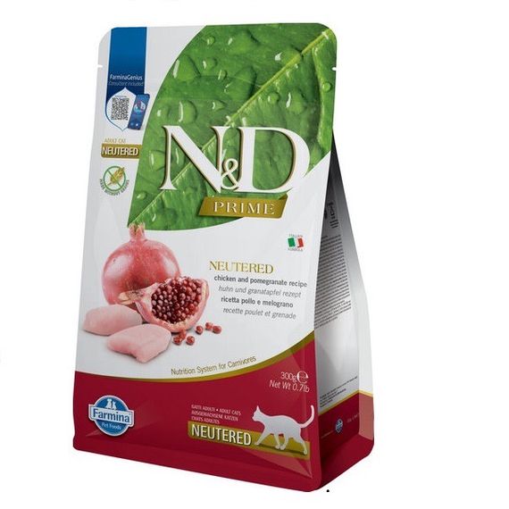 Сухой корм с курицей для стерилизованных котов Farmina N&D Prime Chicken & Pomegranate Neutered Adult, 300 гр