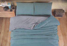 Комплект постільної білизни Bella Home Ranforse 200×220 см Petrol Mavisi-Gri