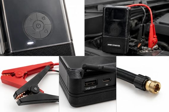 Пусковое устройство 965A с компрессором • Автомобильный Jump Starter 12V 4в1 с насосом 150 PSI, Power Bank и LED-фонарем | Зображення 4
