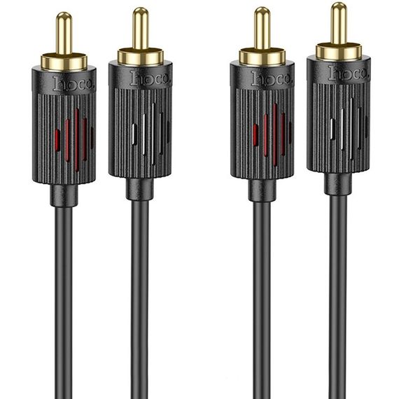 Кабель аудіо Hoco UPA29 2 RCA to 2 RCA red and white double lotus (1.5m) Black