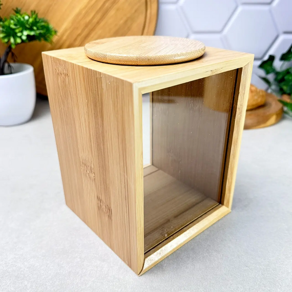 Банка бамбукова Bamboo M GK-5876 для зберігання сипучих продуктів зі скляними стінками 2 л Прозорий | Зображення 4