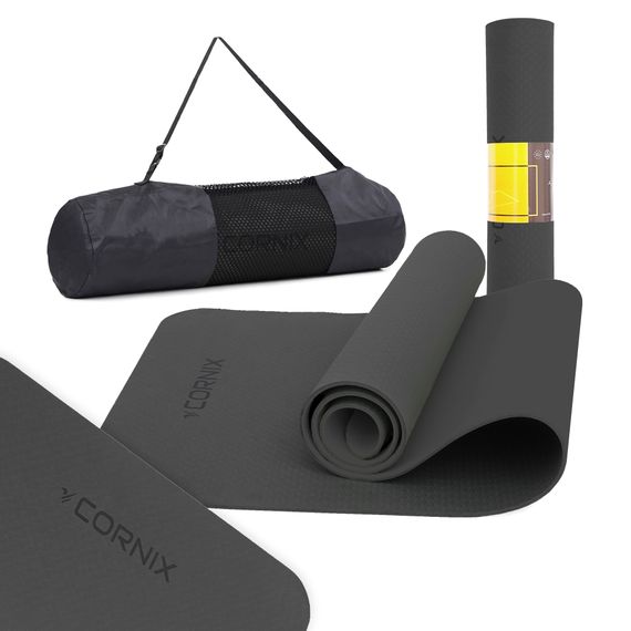 Килимок спортивний Cornix TPE 183 x 61 x 0.6 см для йоги та фітнесу XR-0350 Black | Зображення 6