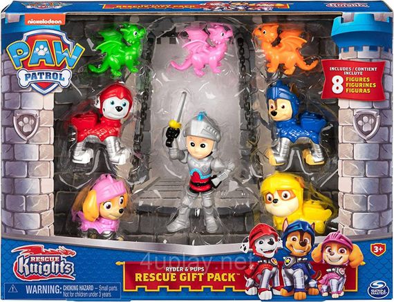 Набор фигурок Щенячий патруль Рыцари. Райдер, щенки и драконы. Paw Patrol Rescue Knights Ryder and Pups