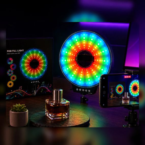 Светодиодная LED лампа MJ-451 кольцевая RGB 45 см со  и пультом управления | Зображення 2