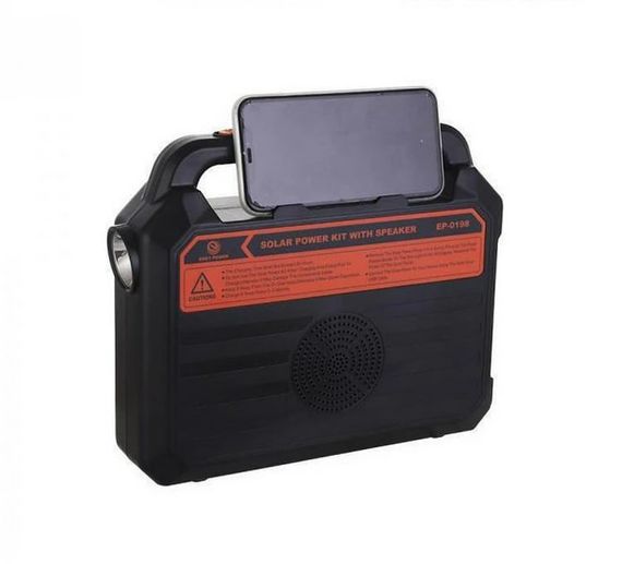 Фонарь на солнечной батарее PowerBank EP-0198 - радио-bluetooth 9V 3W + 3 лампочки XPRO Черный(MER-15360_1162) | Зображення 4