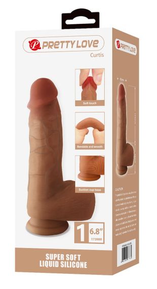 Силиконовый фаллоимитатор на присоске PRETTY LOVE - Curtis 6.8" Super Soft Liquid Silicone Dildo, BW-008138N Sex Aura | Зображення 1