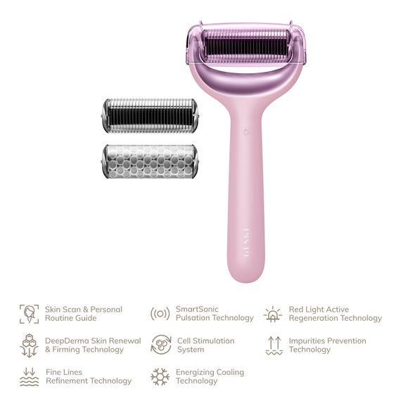 Електронний ролер для обличчя та тіла з мікроголками GESKE MicroNeedle Face&Body Roller 8в1 pink | Зображення 1