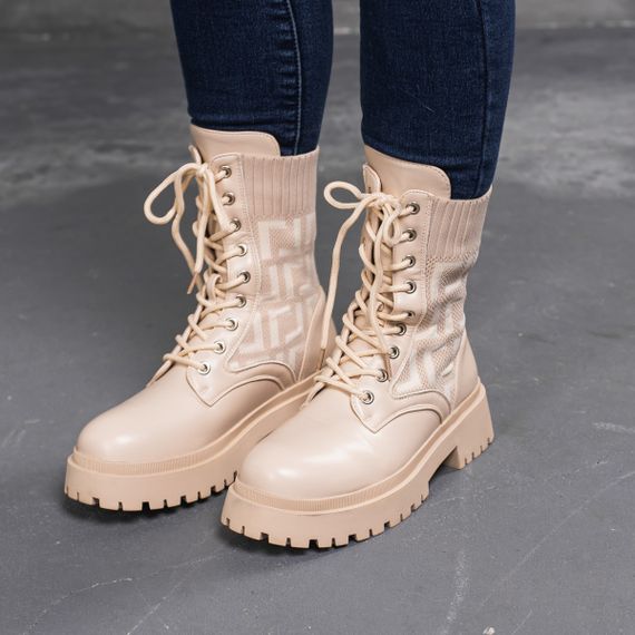 Ботинки женские Fashion Horseshoe 3367 39 размер 25 см Бежевый | Зображення 1