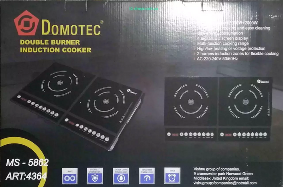 Настільна плита індукційна Domotec MS-5862 на 2 конфорки з  Led дисплеєм 4000 Вт Чорний | Зображення 3