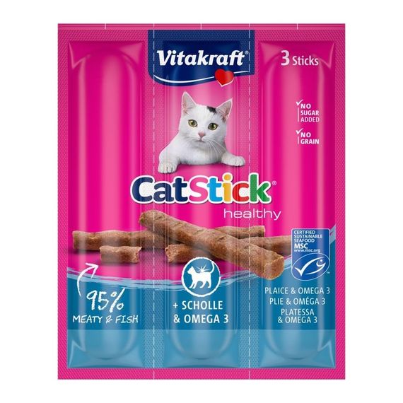 Ласощі для котів Vitakraft Sticks з камбалою, 3 шт х 6 гр