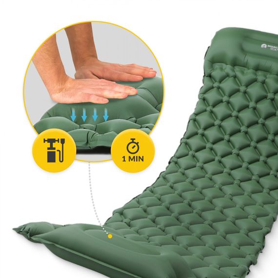 Надувний килимок (каремат) Mountain Goat 190 x 58 x 5 см з вбудованим насосом MG0010 Navy Green (P-5905973400909) | Зображення 3