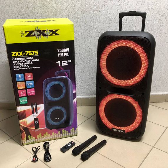 Караоке колонка с двумя микрофонами ZXX-7575 80х39х33 см 300 Вт, Автономная колонка с двумя микрофонами ER-45 | Зображення 7