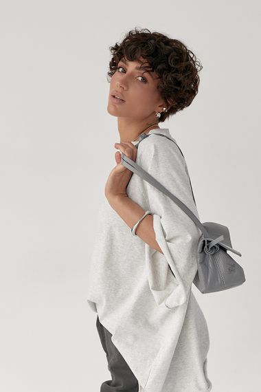 Однотонна вільна футболка з рукавами-реглан - світло-сірий цвет, ONE SIZE (є розміри) | Зображення 4