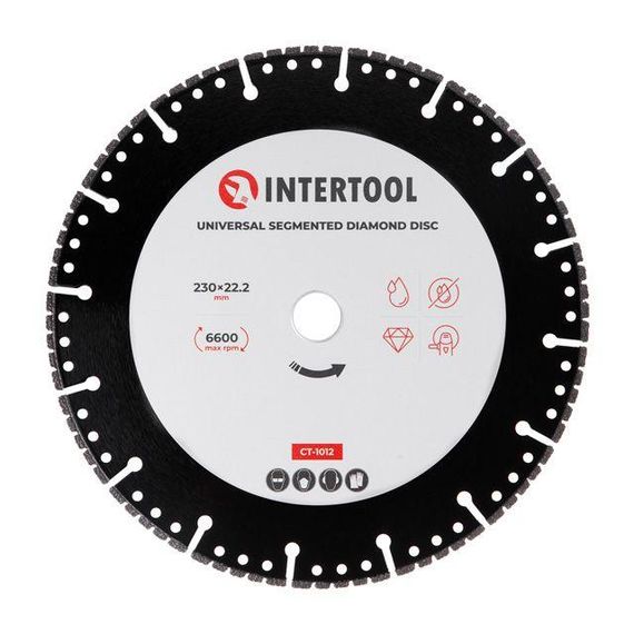 Диск універсальний сегментний алмазний, 230 мм, 16-18%, 6600 об/хв INTERTOOL CT-1012