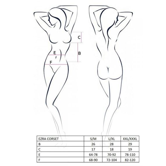 Корсет с кружевом Passion ERZA CORSET Черный 2XL/3XL | Зображення 1