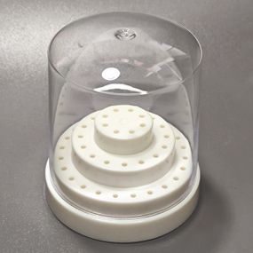 Кремовая подставка-подиум для фрез (на 48шт) с прозрачной крышкой