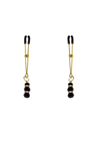 Тонкие зажимы для сосков с подвеской Feral Feelings Thin nipple clamps Золотистый One Size