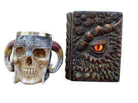 Подарунковий набір Кухоль 3D Рогатий Череп і Блокнот 3D «Жар Серця Дракона»