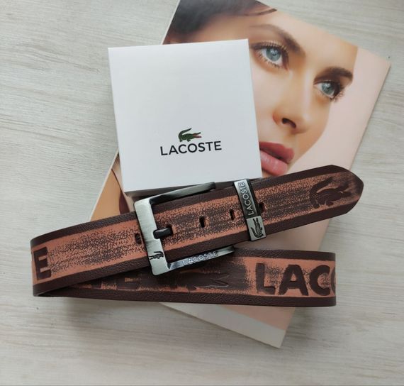 Шкіряний коричневий ремінь Lacoste