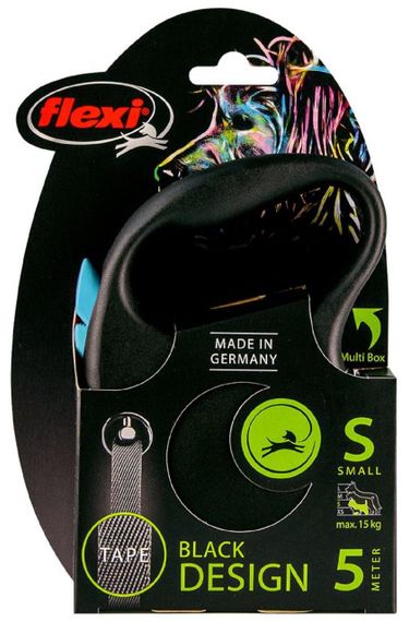 Повідець рулетка FLEXI Black Design S (5 m - 12 kg)  чорно-голубий | Зображення 2