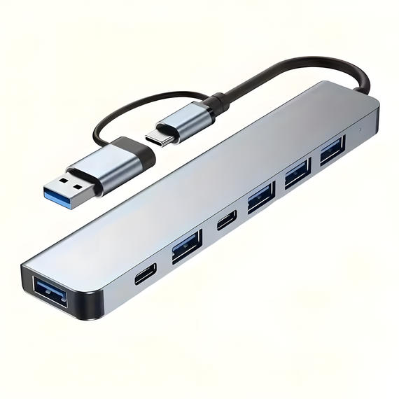 USB Type-C/USB-A хаб концентратор з 7 портами, підтримкою PD та високою швидкістю передачі даних