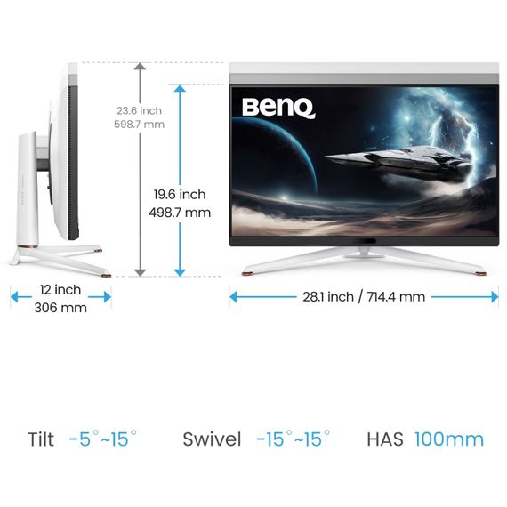 TFT 31.5" BenQ EX321UX, 4K UHD, IPS, 144Hz, HDMI, DP, USB- C, USB-hub, білий | Зображення 9