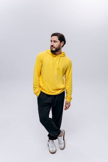 Худи чоловіче (unisex) жовте двохнитка