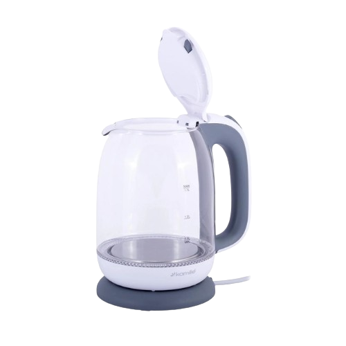 Електрочайник 1,7л 1850-2200W пластик (диск) білий/сірий 1720G KAMILLE | Зображення 1