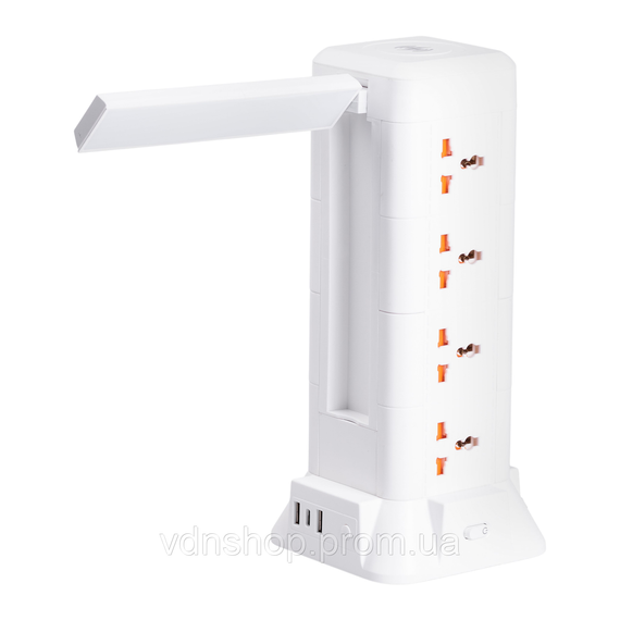 Мережевий фільтр подовжувач 2.8 м з лампою на 12 універсальних розеток з 2 USB, 1 Type-C, бездротова зарядка HP-5-9MF | Зображення 2