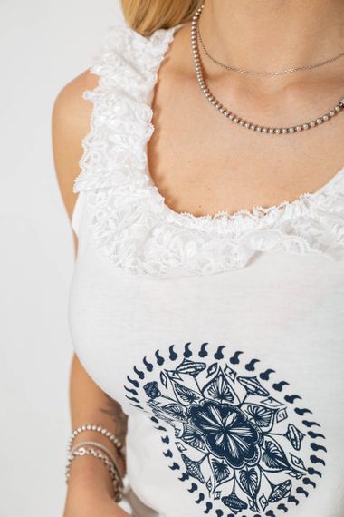 Пижама женская с принтом  -уценка, цвет молочный, 243R1484-021-U-5 | Зображення 4