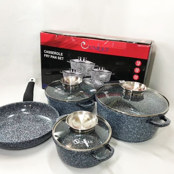 Каструля з якісних матеріалів, Каструлі з прозорими кришками, Набір кастрюль для електричних плит VJ-61 | Зображення 1