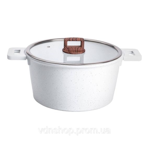 Набір посуду алюміній з товстим дном MGC з лопаткою, ополоником і щіткою білий HP-4-406W | Зображення 1