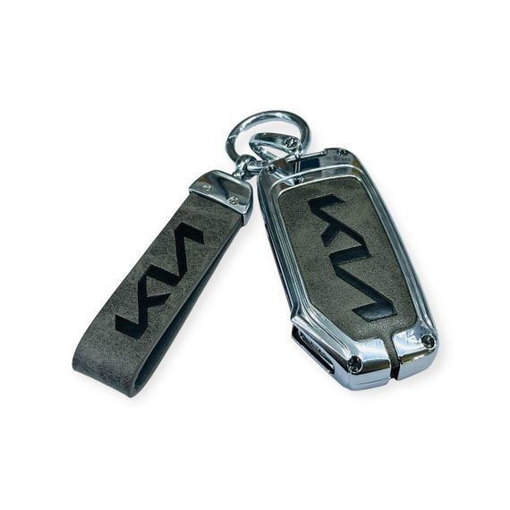 Чехол MK01 для смарт ключа Kia Sportage / Ray /  Rio / Soul / Sorento / Telluride / Cerato - Silver/Grey
