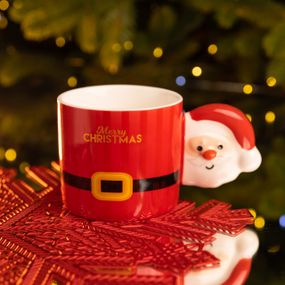 Чашка фарфоровая новогодняя Merry Christmas 350 (мл) Красная Yiwu FM-CS-51R