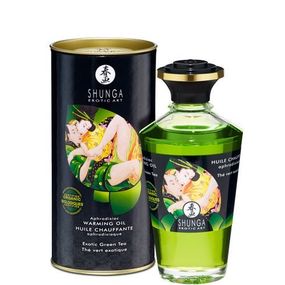 Органическое разогревающее масло Shunga Aphrodisiac Warming Oil – Exotic green tea (100 мл) без сахара, 100