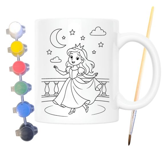 Набір для творчості кружка розмальовка Попелюшка (за мотивами казки Шарля Перро) 330 мл біла (КР0131)