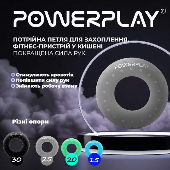 Еспандер кистьовий силіконовий Паверплей PP-4338 Hand Grip Large 25 кг. Сірий | Зображення 8