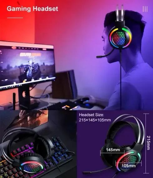Игровой комплект клавиатура и мышь наушники коврик 4в1 Linmoni TF-400 Kit с RGB подсветкой для геймеров | Зображення 2