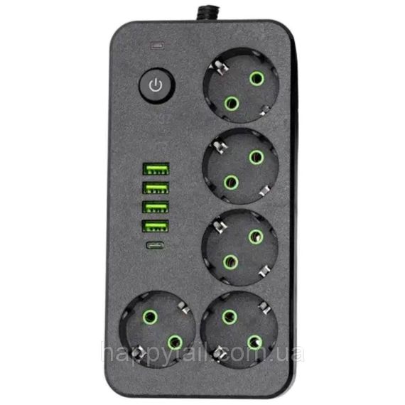 Мережевий фільтр-подовжувач 5 розеток 4xUSB-A 1xUSB-C 3м чорний HP-5-50