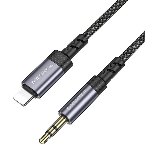 Аудіо кабель Aux Borofone BL24 Graceful (Lightning to AUX 3.5mm) (1m) Metal grey | Зображення 2