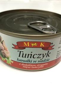 Тунец цельными кусочками в собственном соку (воде) MK Tunczyk, 170г, Польша, в жестяной банке