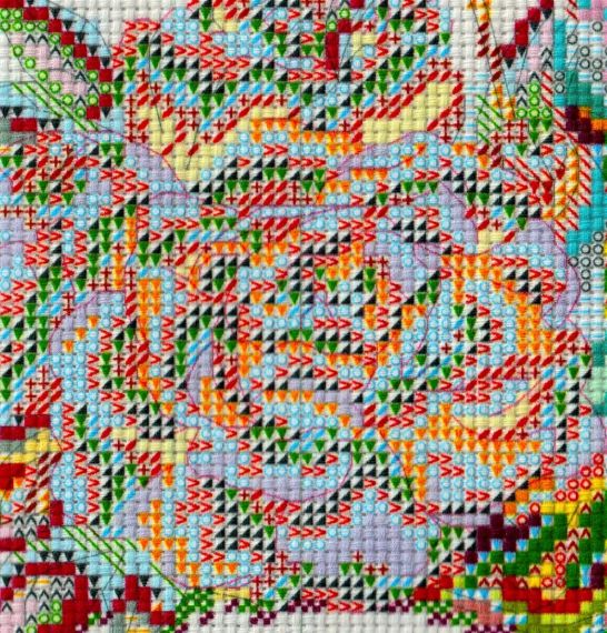 Набір для вишивання за нанесеною на канву схемою "Three kittens with flowers". AIDA 14CT printed 30*19 см | Зображення 6