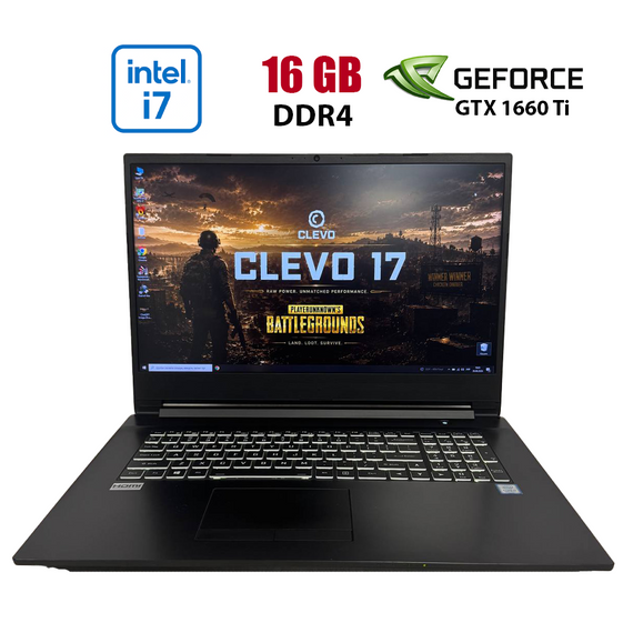 Ігровий ноутбук Б-клас Clevo NH70RC / 17.3" (1920x1080) IPS / Intel Core i7-9750H (6 (12) ядер по 2.6 - 4.5 GHz) / 16 GB DDR4 / 256 GB SSD / nVidia GeForce GTX 1660 Ti, 6 GB GDDR6, 192-bit / WebCam б/в