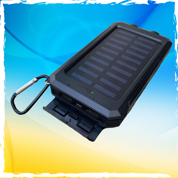 Павербанк Solar 20000 мАг з ліхтариком та сонячними панелями. Powerbank протиударний та водонепроникний | Зображення 2