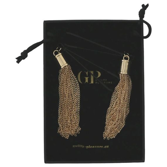 Затискачі для сосків Guilty Pleasure Sensual Sway із золотими пензликами, 16 см Sex Aura | Зображення 8