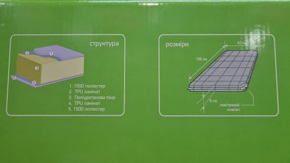 Килимок самонадувний тактичний Кемпінг LGM-3 Компактний самонадувний килимок у намет Зелений 5 см | Зображення 7