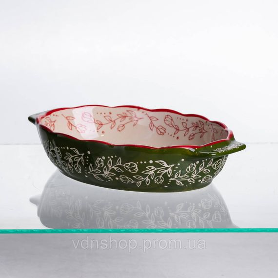 Форма для запекания Vintage 25×15×5 (см) овальная с ручками Зеленая HM05-01 | Зображення 3