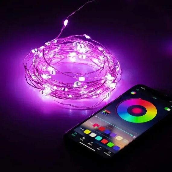 Світлодіодна розумна гірлянда Smart Роса RGB 100 LED з Bluetooth для ялинки від USB 10м | Зображення 4