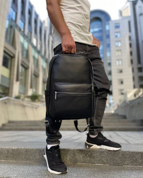 Кожаный мужской рюкзак городской для ноутбука и документов черный Tiding Bag 20334 | Зображення 6
